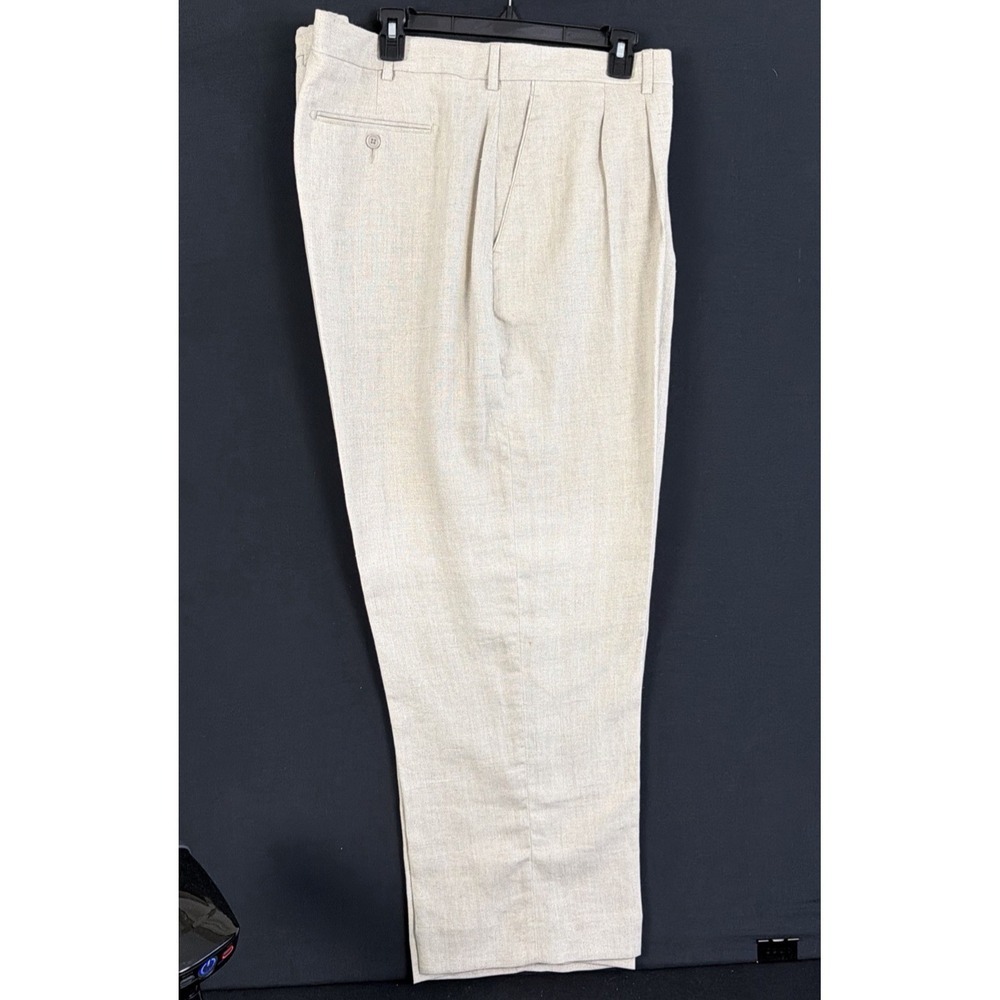 Paul Frederick Men's 100% Linen Dress Pants NWOT 46x30 Khaki Natural Tan